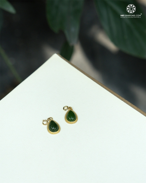 Mặt Chuyền Giọt Nước Ngọc Bích Bạc Xi Vàng