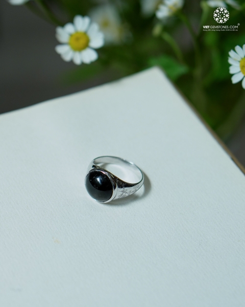 Nhẫn Bạc Nam Đá Rainbow Obsidian