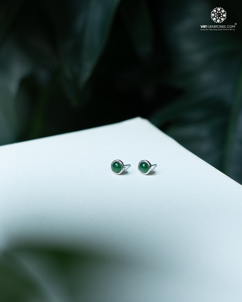 Bông Tai Phỉ Thuý - Bạc 950 Phủ Bạch Kim