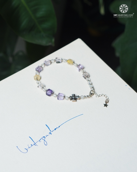 Lắc Tay Mân Côi Tử Hoàng Tinh Thạch - Ametrine 6mm