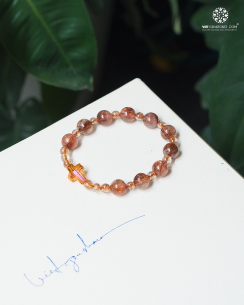 Vòng Chuỗi Mân Côi Thạch Anh Tóc Đỏ