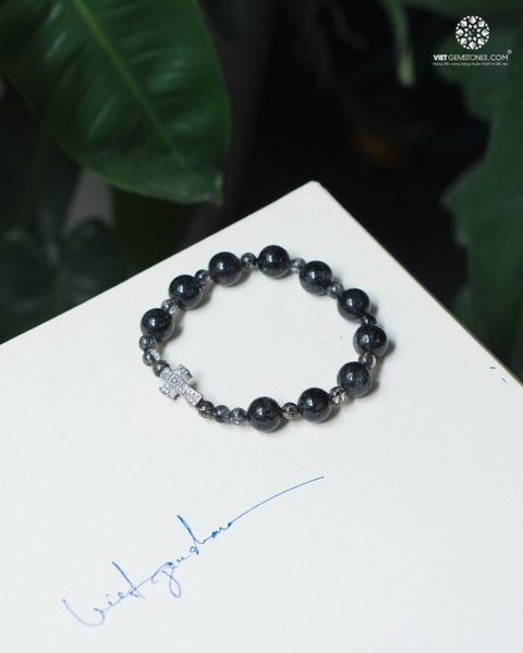 Chuỗi Mân Côi Thạch Anh Tóc Đen 9mm