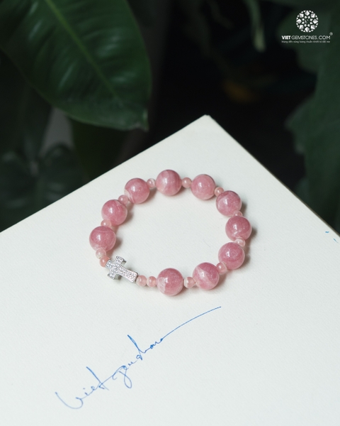 Chuỗi Mân Côi Đá Đào Hoa Rhodochrosite 10mm