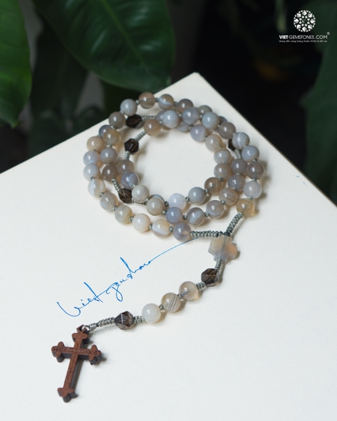 Tràng Hạt Mân Côi 50 Kinh Botswana Agate 8mm