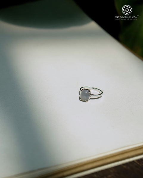 Nhẫn Bạc Jadeite Cẩm Thạch - Kiểu Đơn Giản