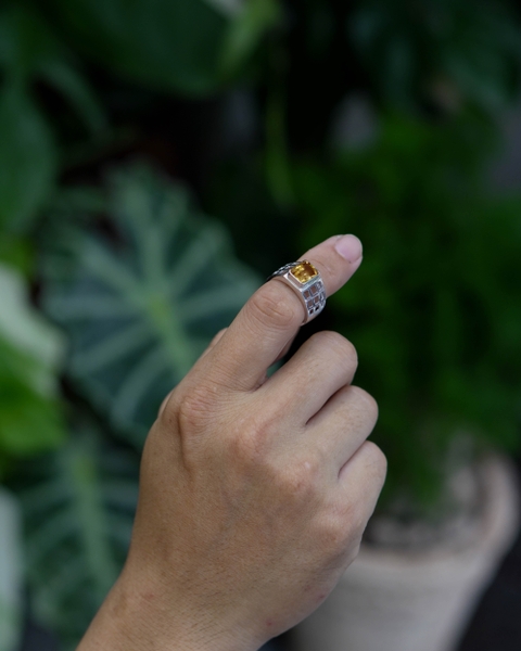 Nhẫn Bạc Nam Đá Thạch Anh Vàng - Citrine
