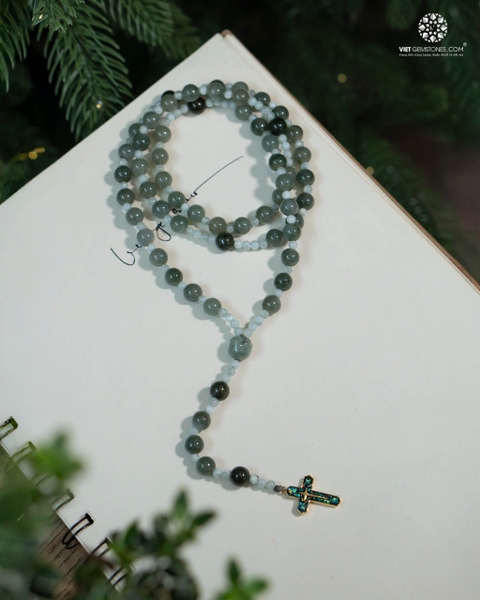 Tràng Hạt Mân Côi 50 Kinh Cẩm Thạch 08mm