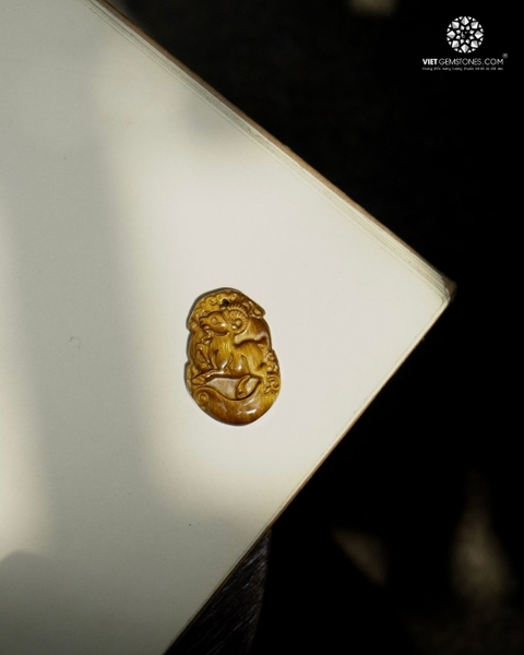 Móc khóa 12 Con Giáp đá Mắt Hổ Vàng - Tuổi Mùi