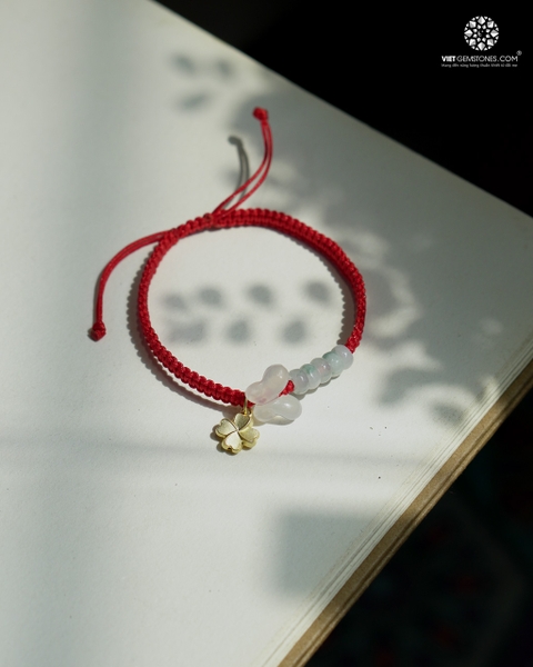 Vòng Tay Mala Ngũ Điếu Cẩm Thạch Hoa Bay Phối Charm Hồ Diệp