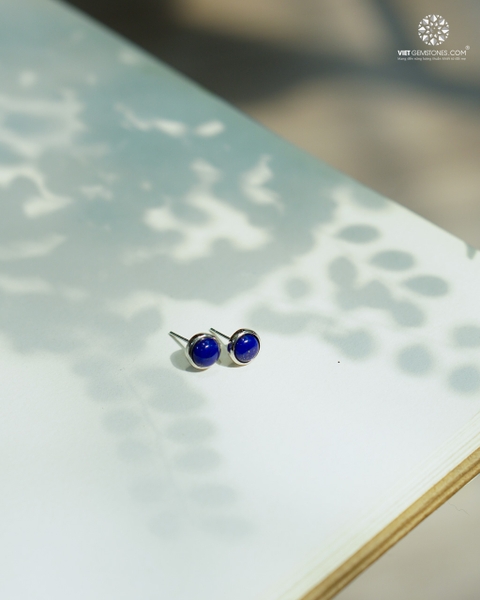 Bông Tai Lapis Lazuli Viền Bạc