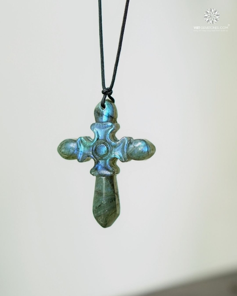 Mặt Dây Chuyền Thánh Giá Đá Hắc Nguyệt Quang - Labradorite