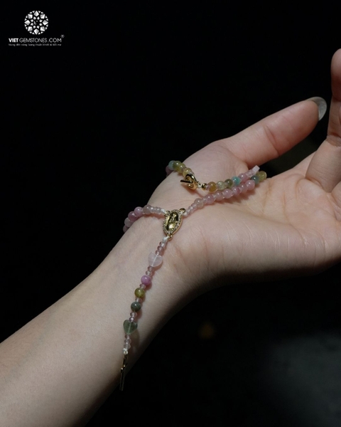 Tràng Hạt Mân Côi Mân Côi 50 Kinh Tourmaline Đa Sắc 4mm