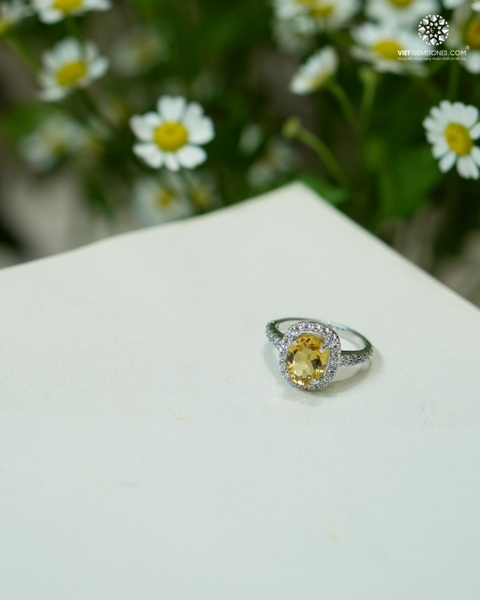 Nhẫn Bạc Đá Thạch Anh Vàng - Citrine