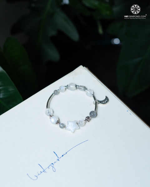 Lắc Tay Moonstone Mix Hắc Nguyệt Quang