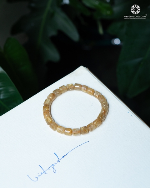 Vòng Tay Đốt Trúc Đá Thạch Anh Tóc Vàng Bã Mía 8mm