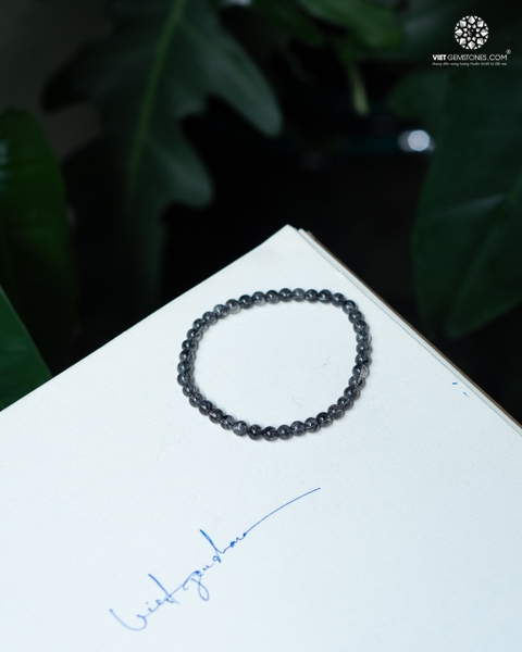 Vòng Tay Đá Thạch Anh Tóc Đen 6mm