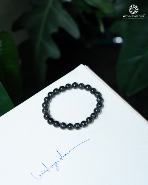 Vòng Tay Đá Thạch Anh Tóc Đen 8mm