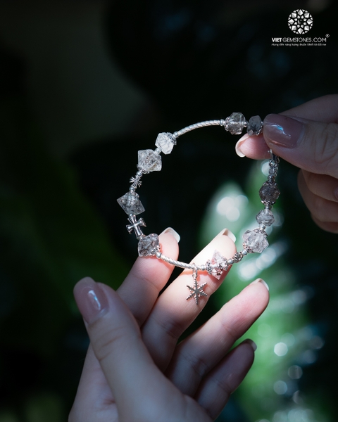 Lắc Tay Mân Côi Herkimer Diamond 02