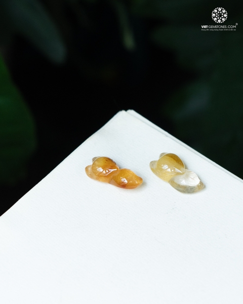 Mặt dây chuyền Hồ Ly Thạch Anh Tóc Vàng dáng Baby dài