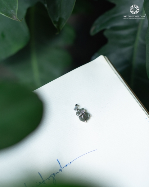 Mặt Dây Chuyền Túi Tài Lộc Sapphire Bọc Bạc (chưa kèm dây đeo)