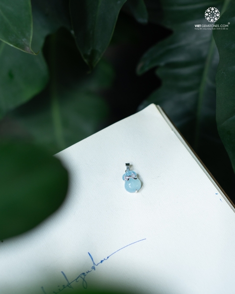Mặt Dây Chuyền Túi Tài Lộc Aquamarine - Hải Lam Ngọc Bọc Bạc