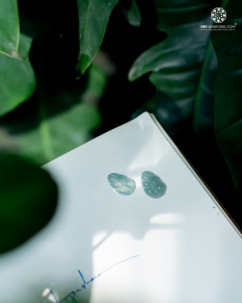 Mặt dây chuyền chiếc lá Bồ Đề Cẩm Thạch Lam Ngọc