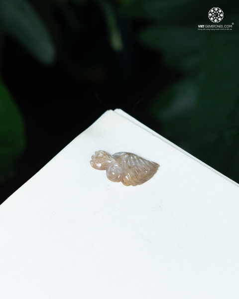 Mặt dây chuyền Hồ Ly Sapphire Vàng ôm hoa Mẫu Đơn