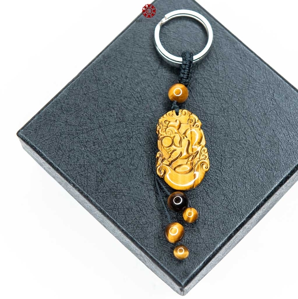 Móc khóa 12 Con Giáp Đá Mắt Hổ Vàng - Tuổi Hợi