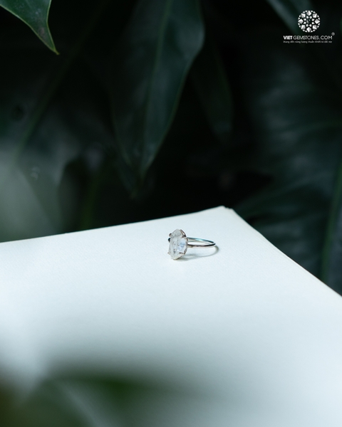Nhẫn Bạc Tinh Thể Thô Herkimer Diamond -  Bạc 950