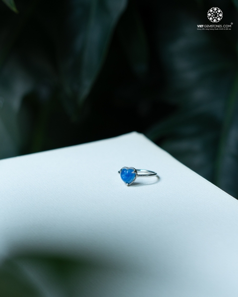 Nhẫn Bạc Trái Tim Đá Kyanite - Bạc 950 Phủ Bạch Kim