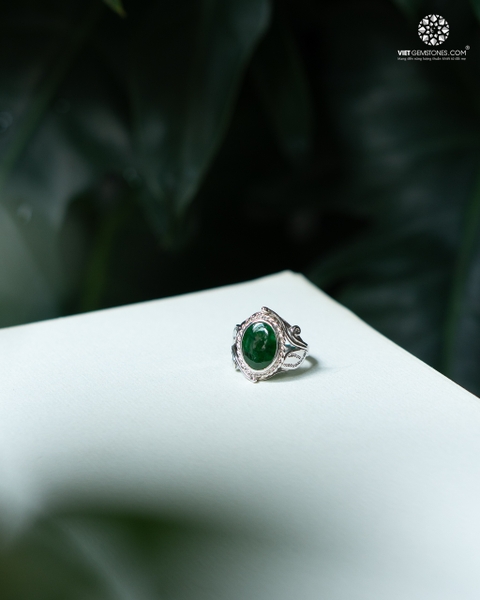Nhẫn Bạc Cẩm Thạch Sơn Thuỷ - Bạc 950 Phủ Bạch Kim 2