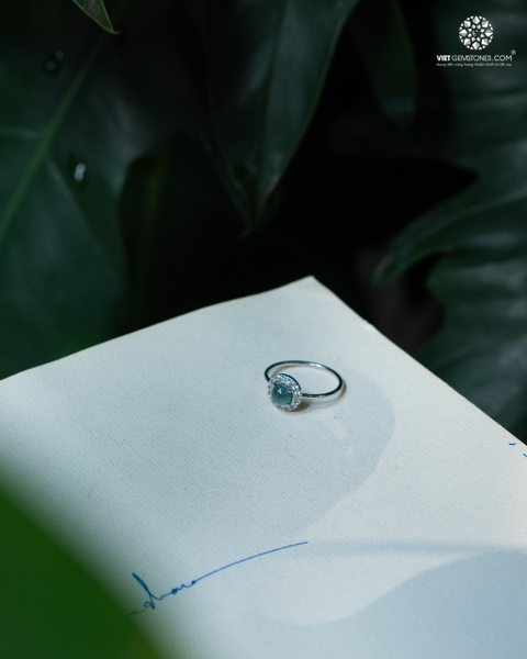 Nhẫn bạc Jadeite Cẩm Thạch Lam Ngọc - Bạc 950 Kiểu 5