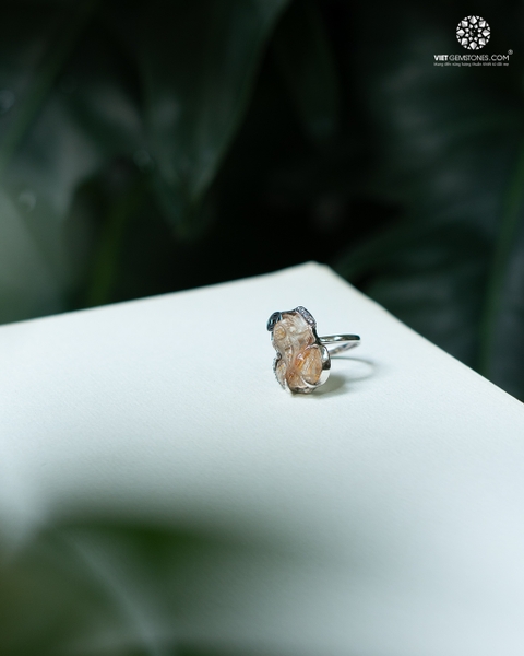 Nhẫn Bạc Tỳ Hưu Thạch Anh Tóc Đỏ Kim Tiền - Bạc 950