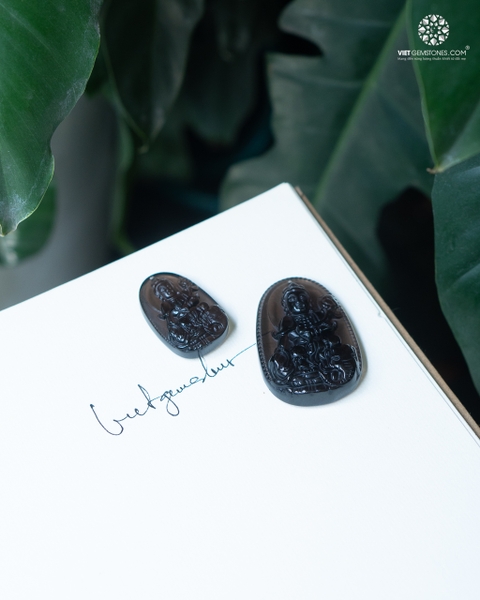 Mặt Dây Chuyền Phổ Hiền Bồ Tát Tuổi Thìn & Tỵ Thạch Anh Khói