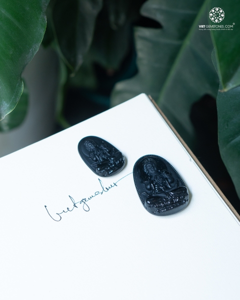 Mặt Dây Chuyền Như Lai Đại Nhật Tuổi Mùi & Thân Đá Obsidian