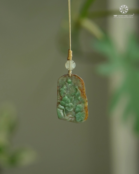 Mặt Ngọc Chạm Hoa Cẩm Thạch - Jadiete
