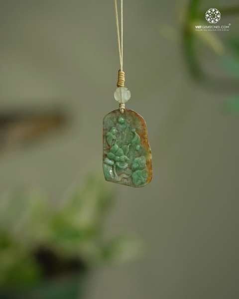 Mặt Ngọc Chạm Hoa Cẩm Thạch - Jadiete