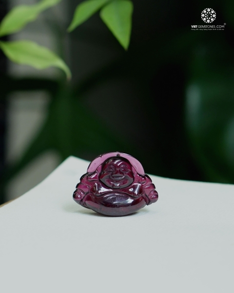Mặt Dây Chuyền Phật Di Lặc Ngọc Hồng Lựu - Garnet