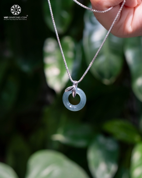 Mặt Dây Chuyền Đồng Điếu Cẩm Thạch Lam Ngọc Khảm Bạc