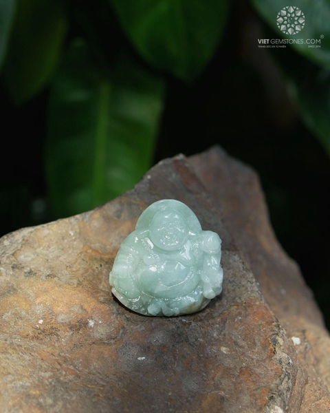 Mặt Dây Chuyền Phật Di Lặc Cẩm Thạch Jadeite Chạm Khắc Thủ Công