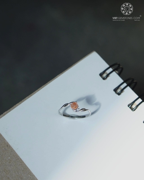 Nhẫn Bạc Đá Mặt Trời Sunstone Bạc 950 Xi Bạch Kim