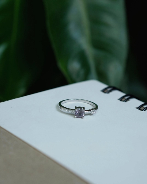 Nhẫn Bạc Spinel Đính Đá Bạc 950 Phủ Bạch Kim