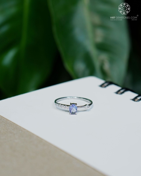Nhẫn Bạc Đá Tanzanite - Bạc 950 Xi Bạch Kim