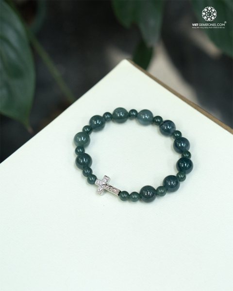 Chuỗi Mân Côi Cẩm Thạch Lam Ngọc 10mm