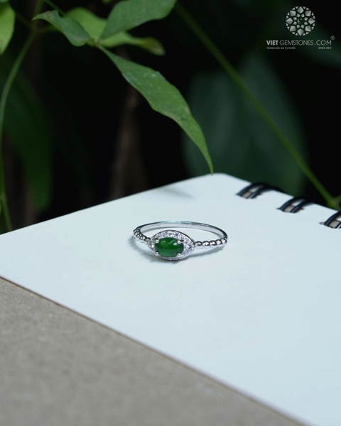 Nhẫn bạc Phỉ Thuý- Kiểu Đơn Giản