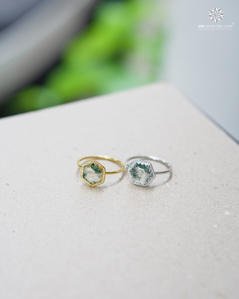 Nhẫn Bạc Băng Ngọc Thủy Tảo - Moss Agate