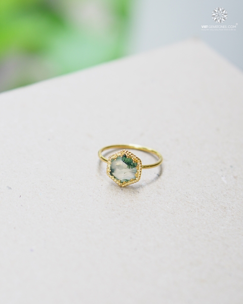Nhẫn Bạc Băng Ngọc Thủy Tảo - Moss Agate