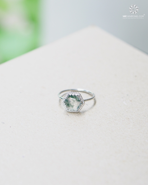 Nhẫn Bạc Băng Ngọc Thủy Tảo - Moss Agate