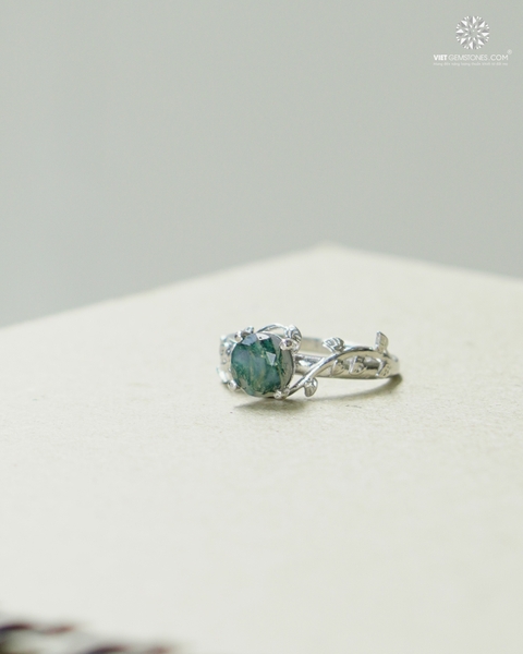Nhẫn Bạc Băng Ngọc Thủy Tảo - Moss Agate 03