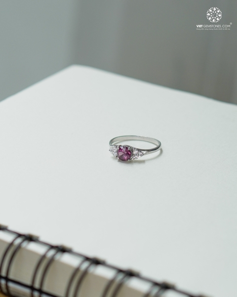 Nhẫn Bạc Spinel Đính Đá Bạc 950 Phủ Bạch Kim